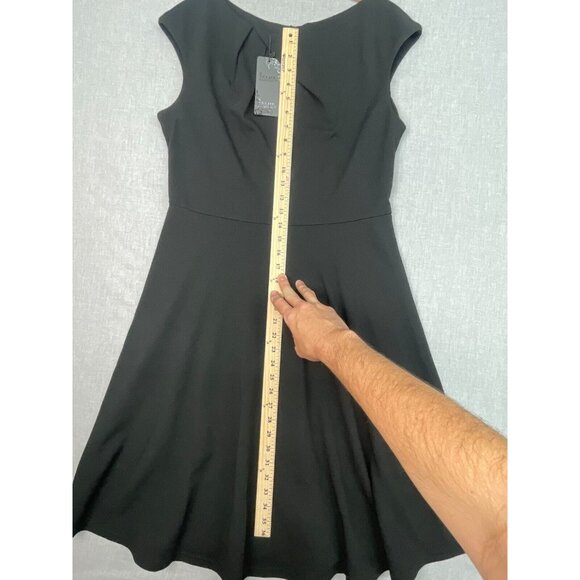 Women's Veljie Vintage Scoop Neck Casual Flare Cap Sleeve Black Swing Dress XXL - Picture 5 of 9